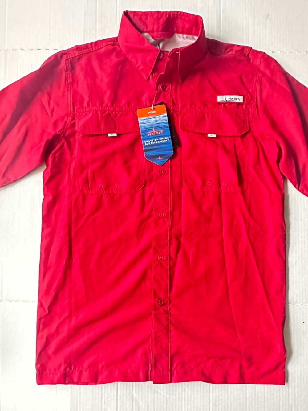 Habit Crayfish Creek Shirt‎ Men's Small Red Short Sleeve Performance Fishing NWT